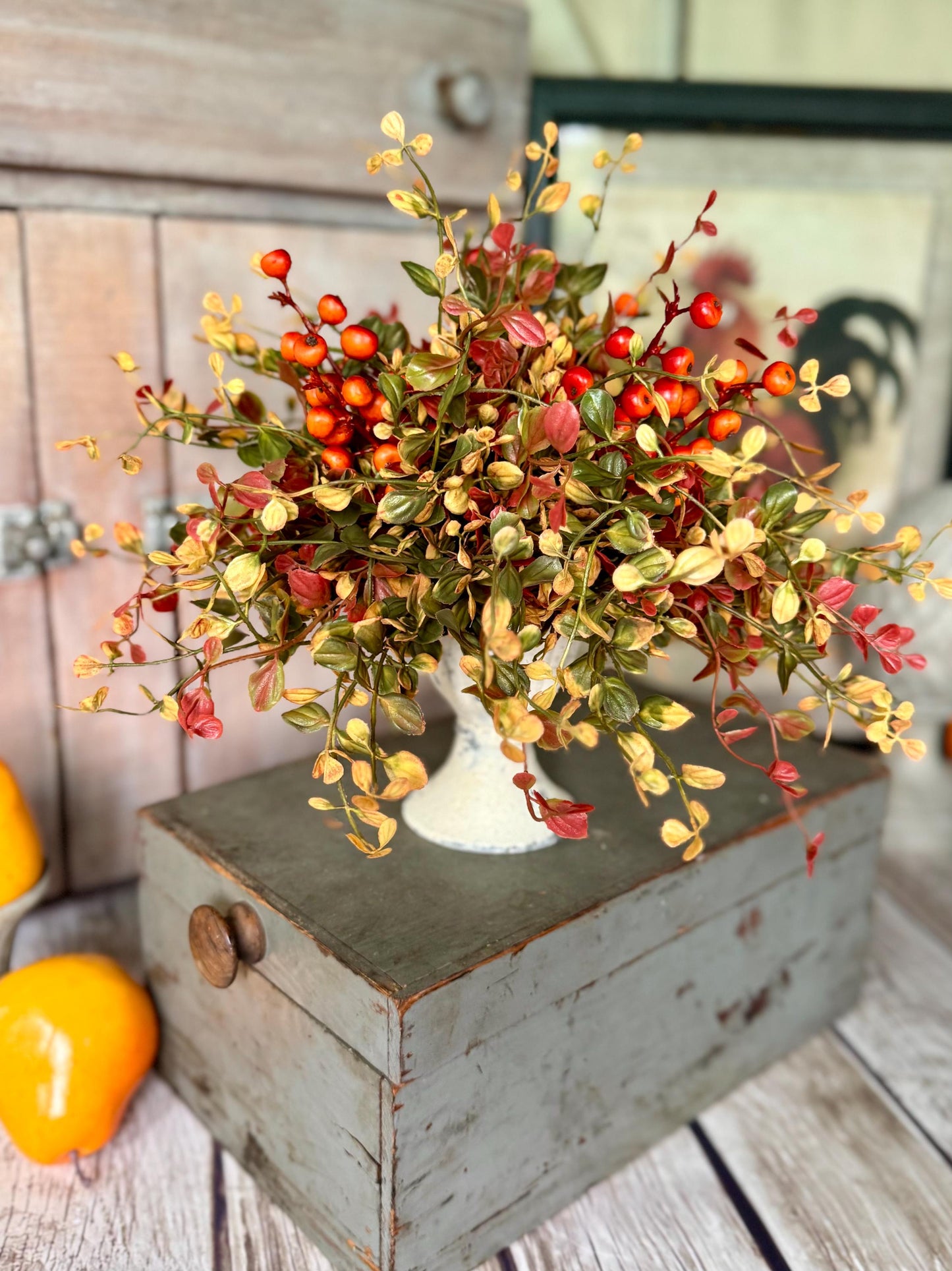 Fall Greenery Arrangement, French Country Fall Arrangement, Autumn Vine Tabletop, Fall vine and Berry Arrangement, Fall Wedding Table Decor