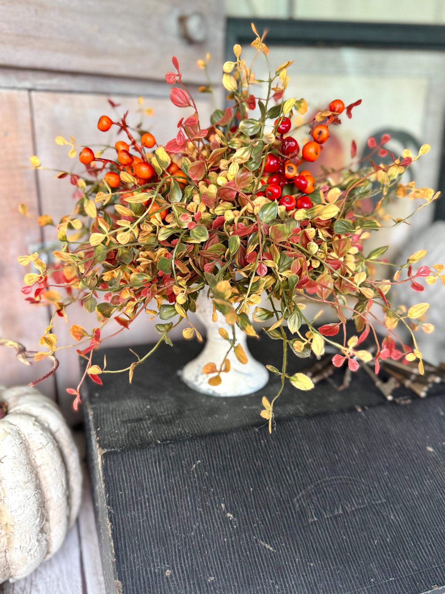Fall Greenery Arrangement, French Country Fall Arrangement, Autumn Vine Tabletop, Fall vine and Berry Arrangement, Fall Wedding Table Decor