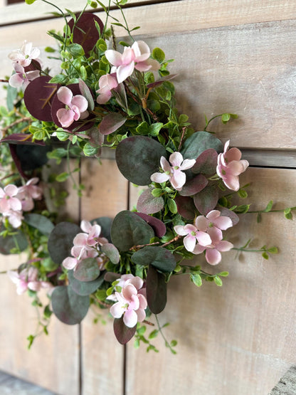 Pink Eucalyptus Wreath, Purple Summer Garland, Pink Summer Wreath, Rustic Vine Decor, Cabinet Wreath, Accent Wreath, wedding decor