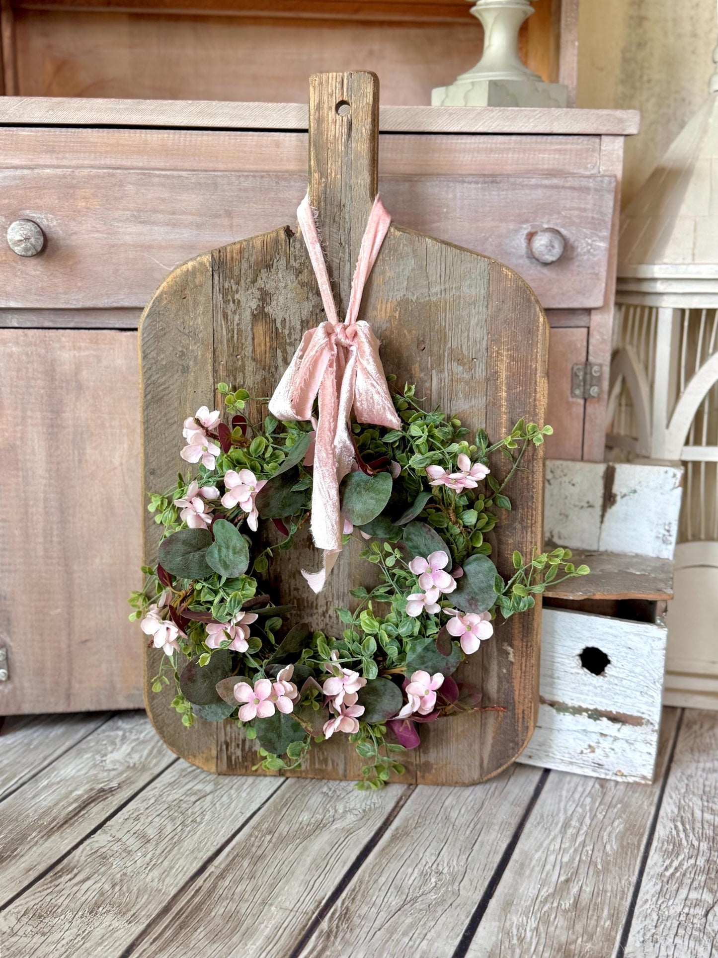 Pink Eucalyptus Wreath, Purple Summer Garland, Pink Summer Wreath, Rustic Vine Decor, Cabinet Wreath, Accent Wreath, wedding decor