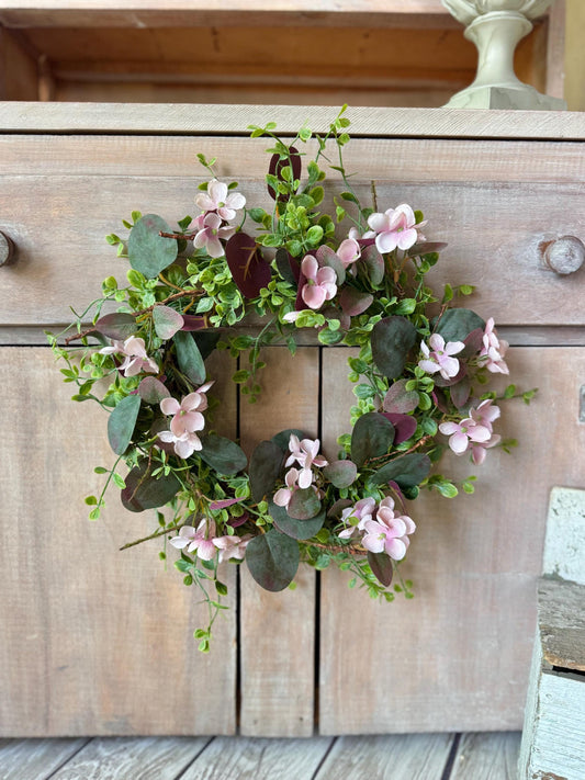 Pink Eucalyptus Wreath, Purple Summer Garland, Pink Summer Wreath, Rustic Vine Decor, Cabinet Wreath, Accent Wreath, wedding decor