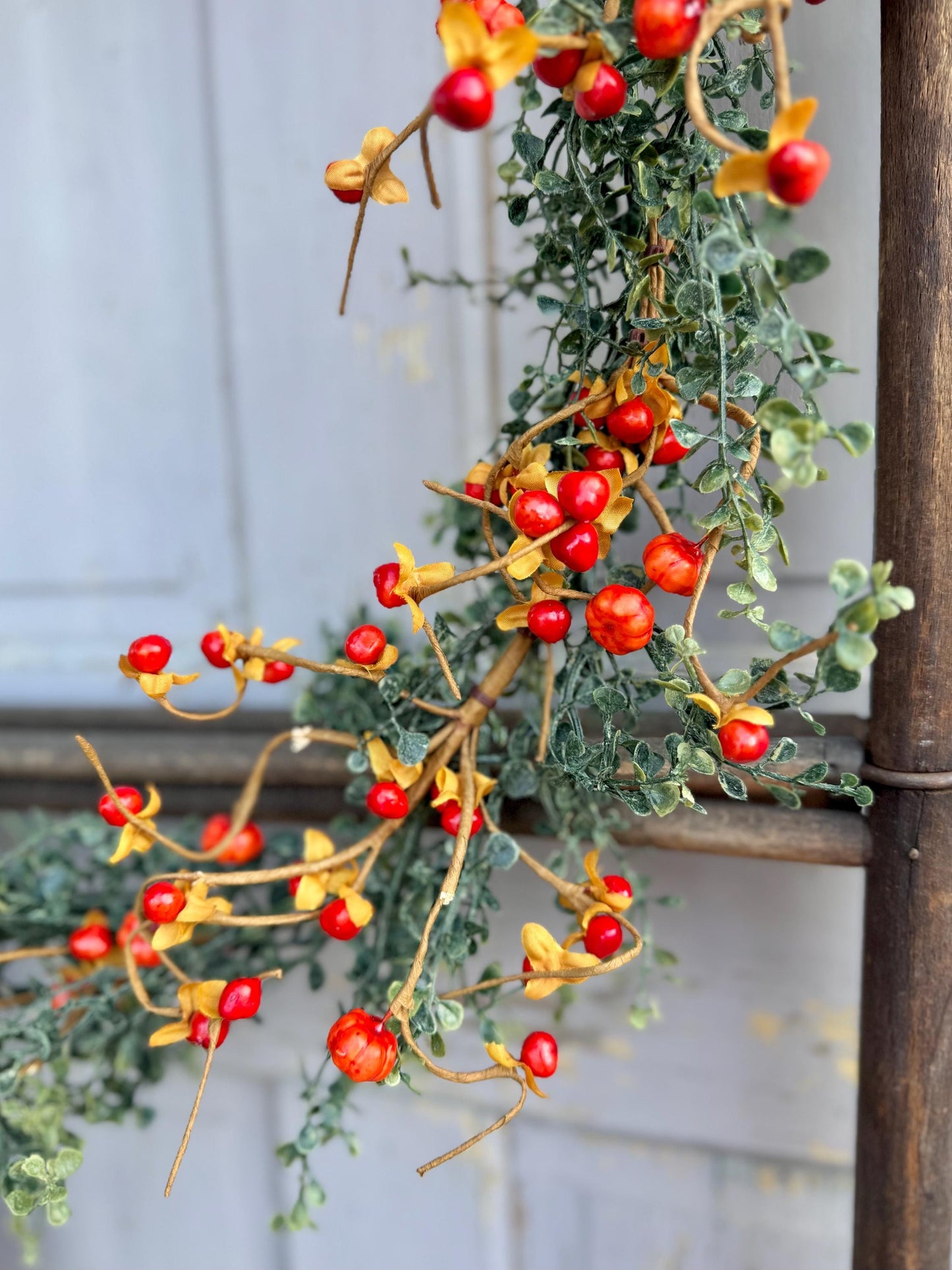 Fall Pumpkin Berry Garland for Mantle, Bittersweet Garland, Farmhouse Harvest Decor, Fireplace Decor, Fall Bittersweet Garland