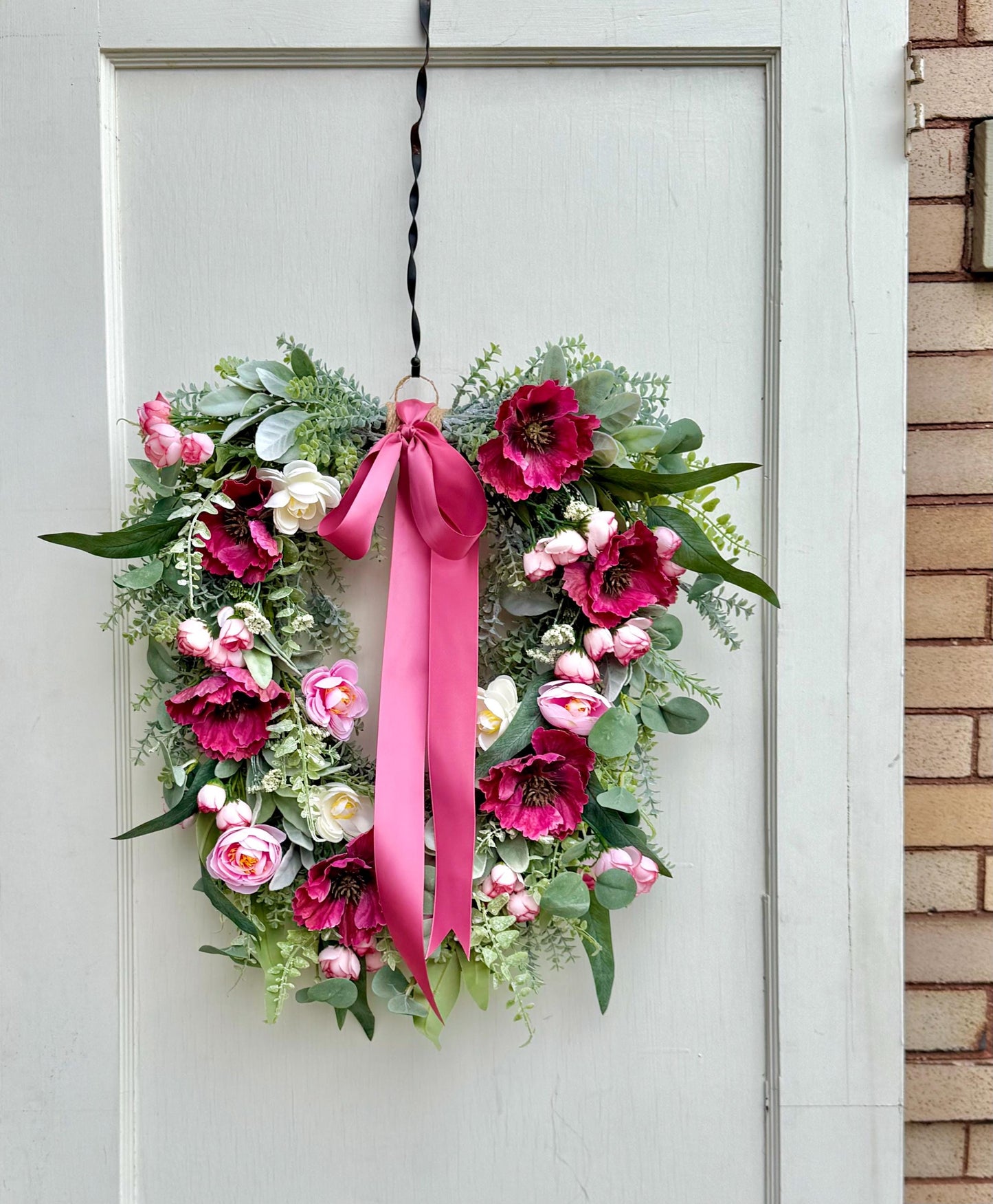 Pink Mothers Day Wreath for Front Door, Summer Wreaths, Pink Rose Porch Decor, Pink Tea Rose Flower Wreath, Spring Front Door Wreath