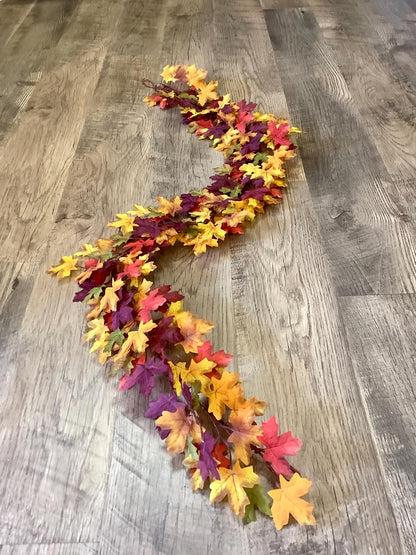 Fall Leaves Garland, Autumn Garland, Handmade Garland for Mantle, Harvest Decor, Fireplace Decor, Table Runner, Fall Centerpiece