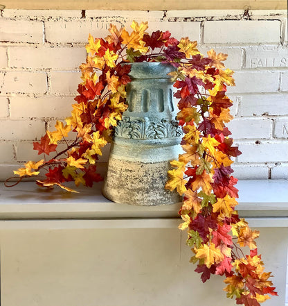Fall Leaves Garland, Autumn Garland, Handmade Garland for Mantle, Harvest Decor, Fireplace Decor, Table Runner, Fall Centerpiece
