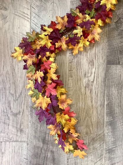 Fall Leaves Garland, Autumn Garland, Handmade Garland for Mantle, Harvest Decor, Fireplace Decor, Table Runner, Fall Centerpiece