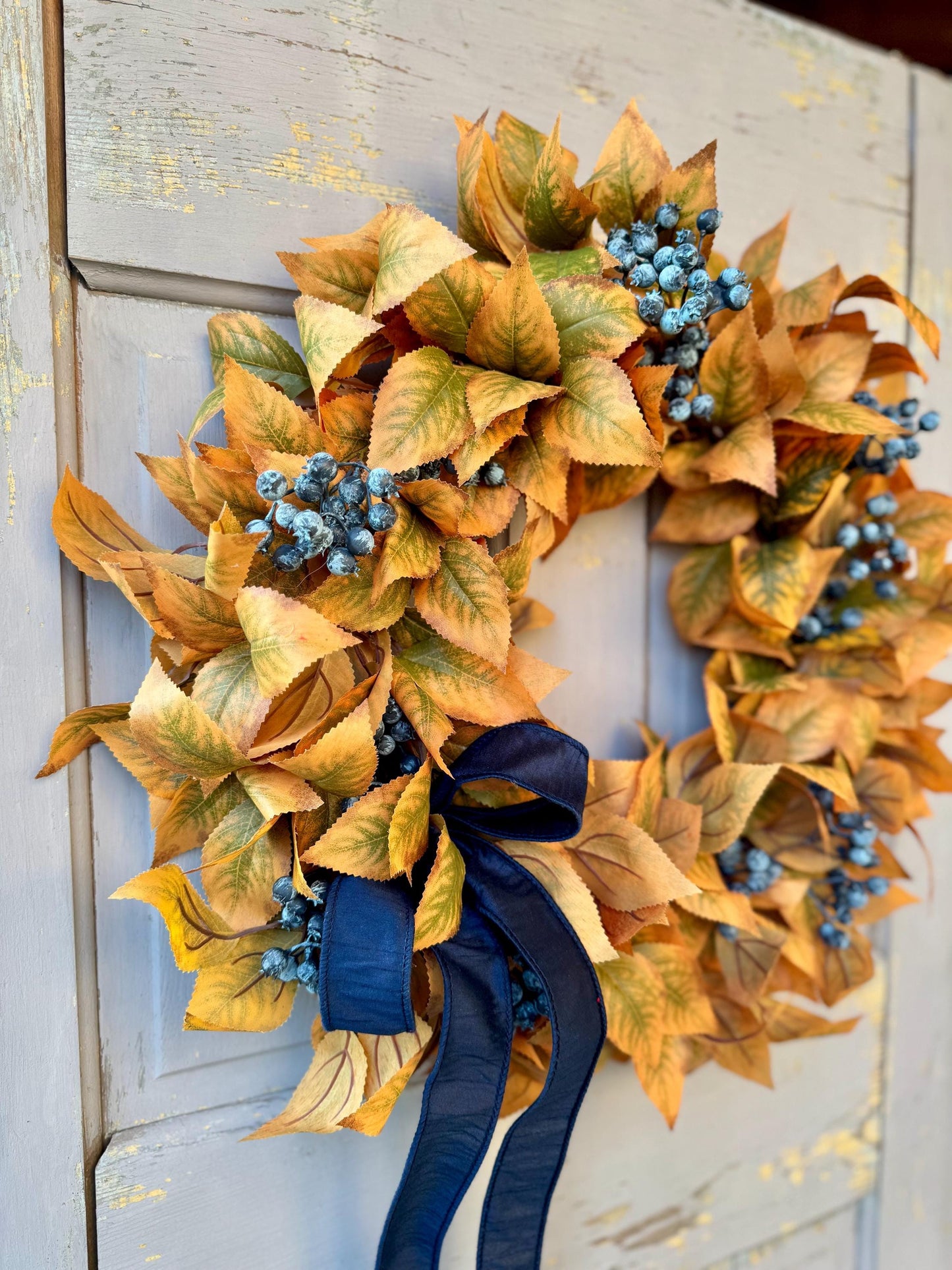 NEW 2025! Fall Blueberry Wreath, Fall Wreath for Front Door, Year Round, Everyday Wreath, Porch Wreath, Pre Fall Wreath