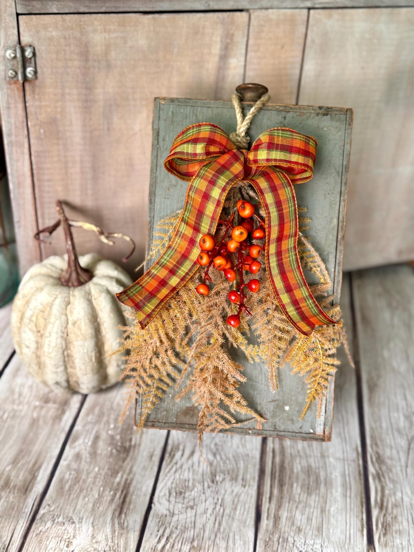 NEW 2025! Mini Fall Swag Wreath, Beige Fern Fall Swag, Fall Berry Swag