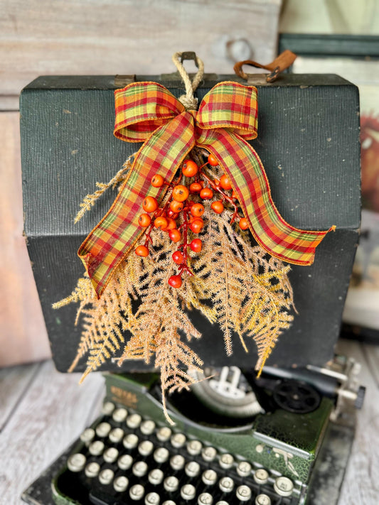 NEW 2025! Mini Fall Swag Wreath, Beige Fern Fall Swag, Fall Berry Swag