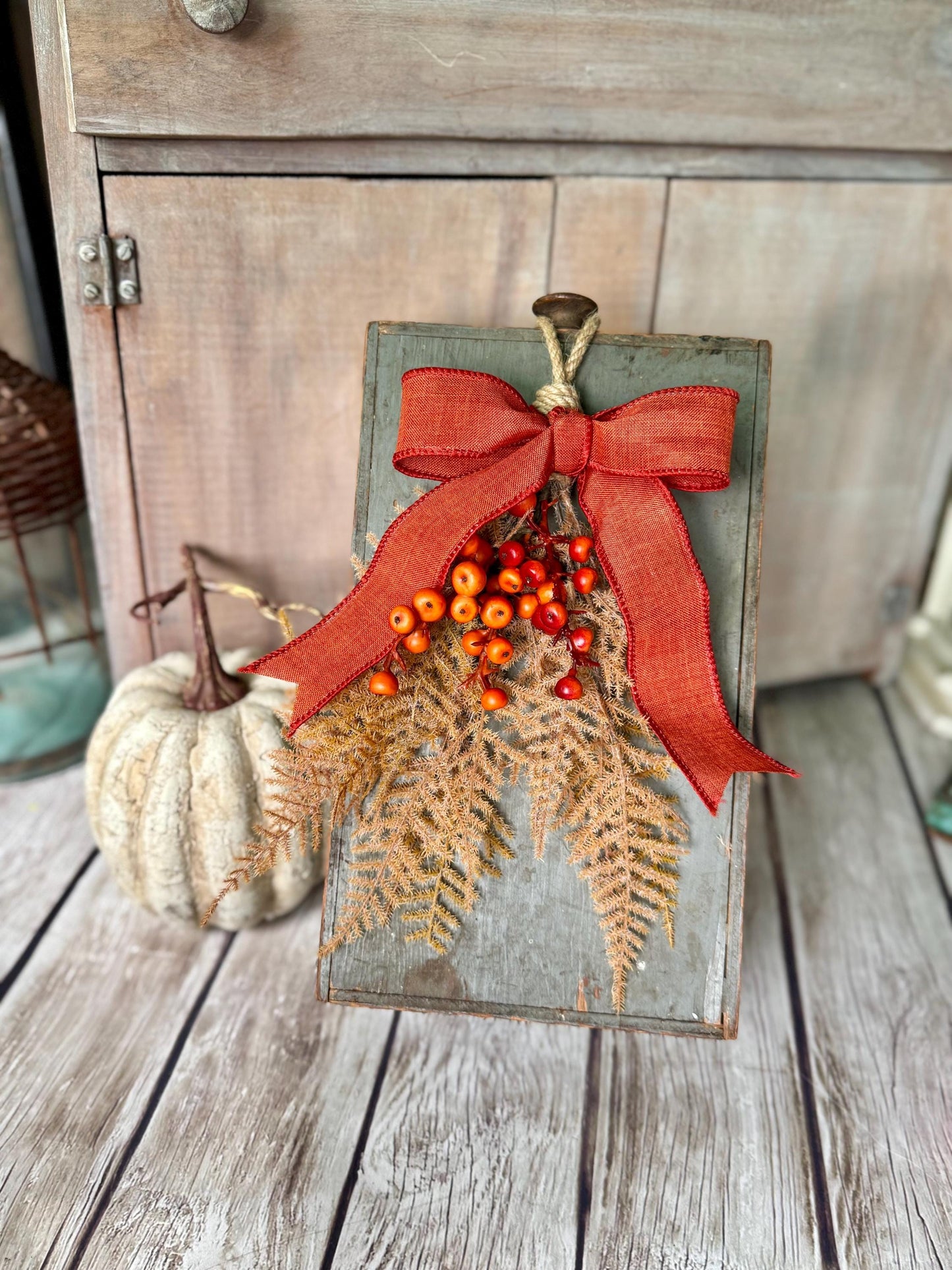 NEW 2025! Mini Fall Swag Wreath, Beige Fern Fall Swag, Fall Berry Swag