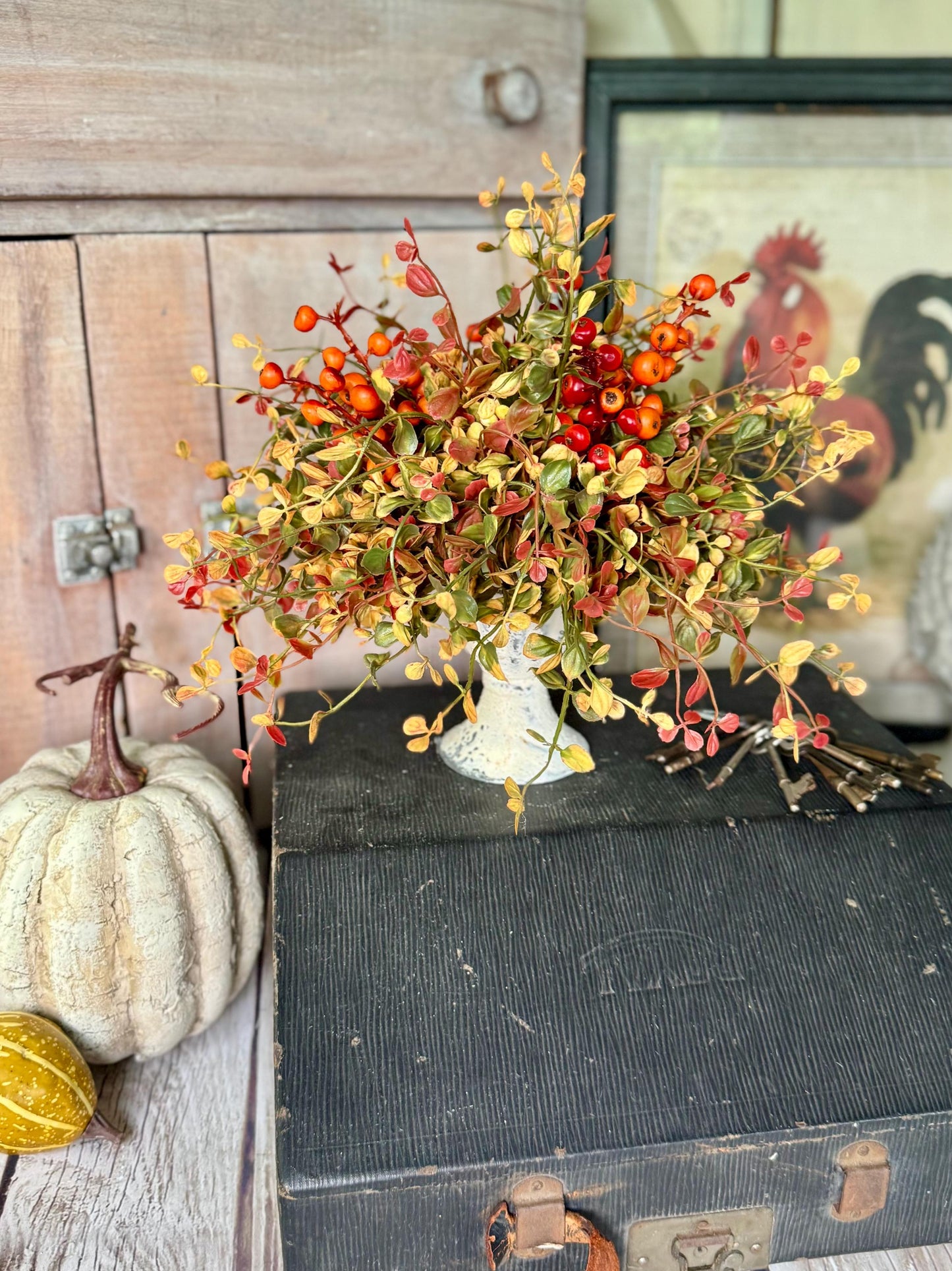 Fall Greenery Arrangement, French Country Fall Arrangement, Autumn Vine Tabletop, Fall vine and Berry Arrangement, Fall Wedding Table Decor