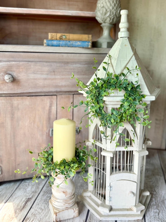 Set of 2 Mini Candle Wreath, Handmade Candle Ring, Eucalyptus Mini Wreath, Farmhouse Candle Wreath, Pillar Candle Wreath