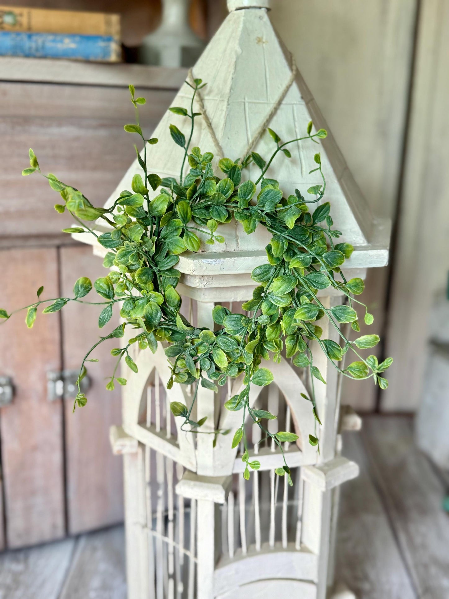 Set of 2 Mini Candle Wreath, Handmade Candle Ring, Eucalyptus Mini Wreath, Farmhouse Candle Wreath, Pillar Candle Wreath