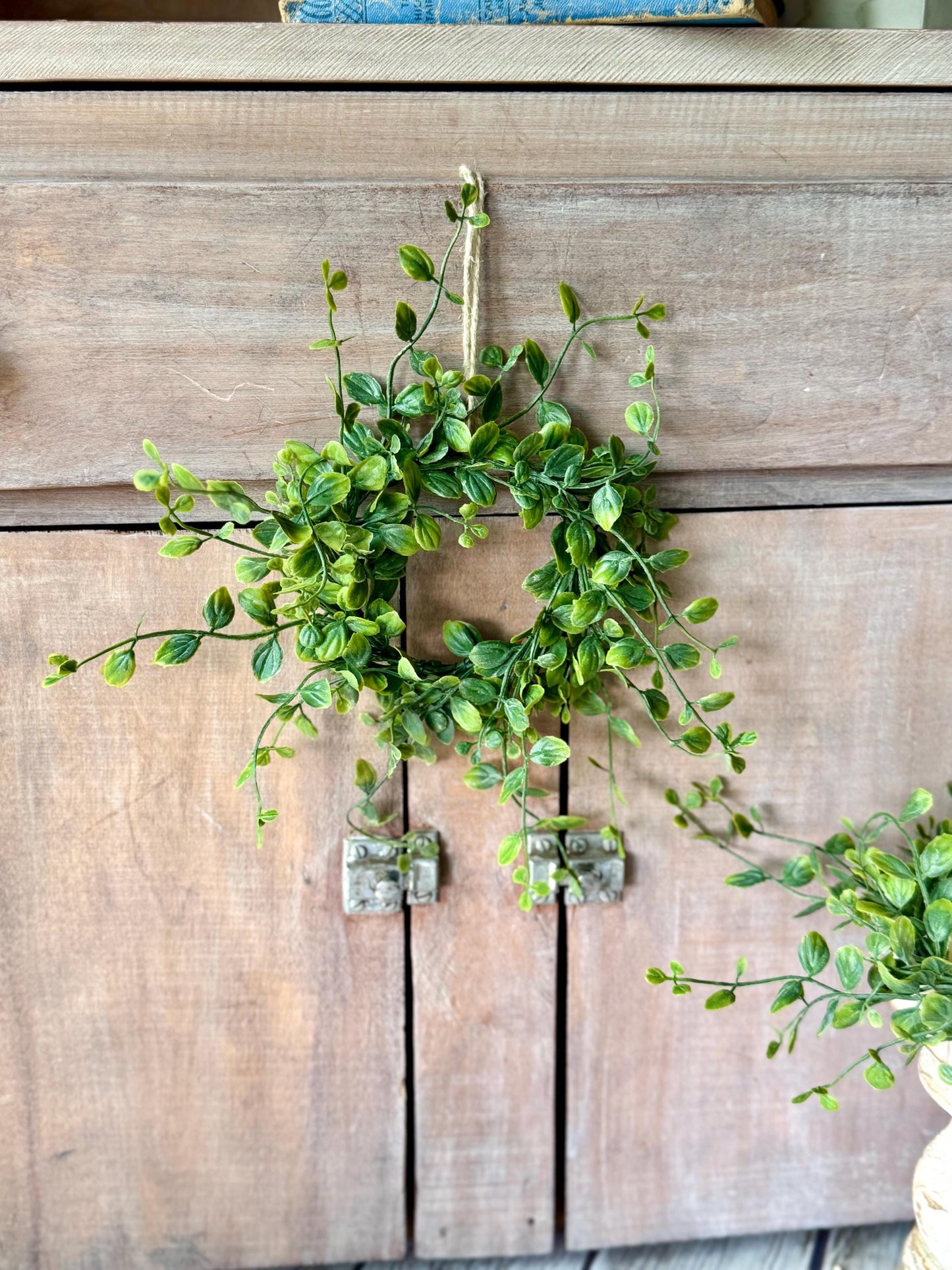 Set of 2 Mini Candle Wreath, Handmade Candle Ring, Eucalyptus Mini Wreath, Farmhouse Candle Wreath, Pillar Candle Wreath