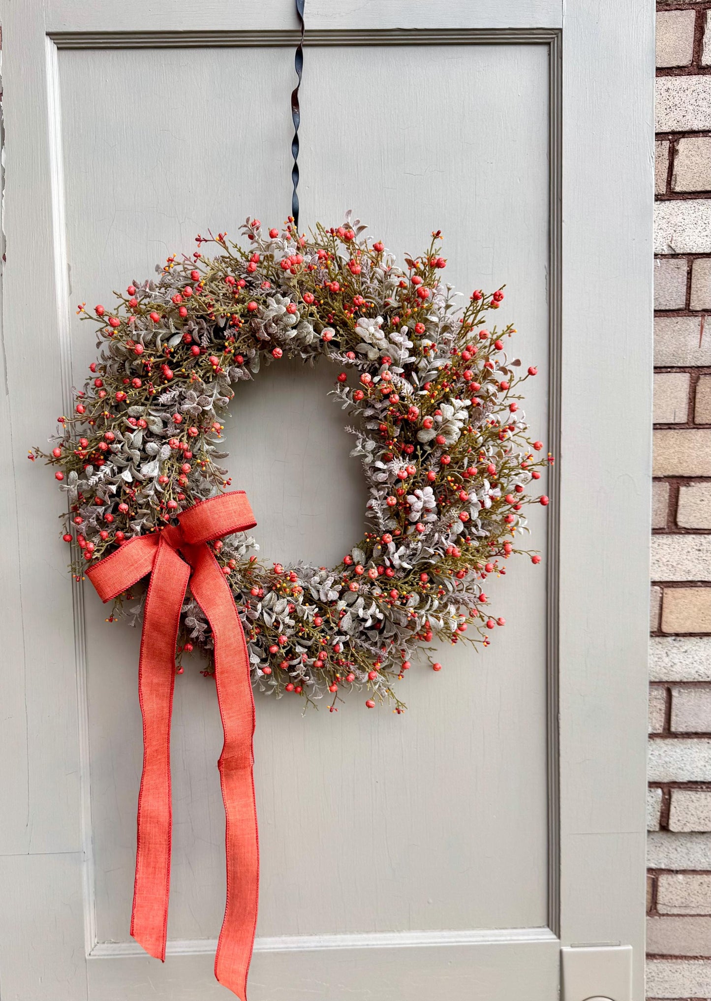 Pumpkin Berry Front Door Wreath, Fall Pumpkin Wreath, Thanksgiving Door Wreath, Orange Berry Wreath, Harvest Wreath