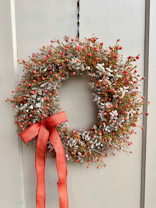 Pumpkin Berry Front Door Wreath, Fall Pumpkin Wreath, Thanksgiving Door Wreath, Orange Berry Wreath, Harvest Wreath