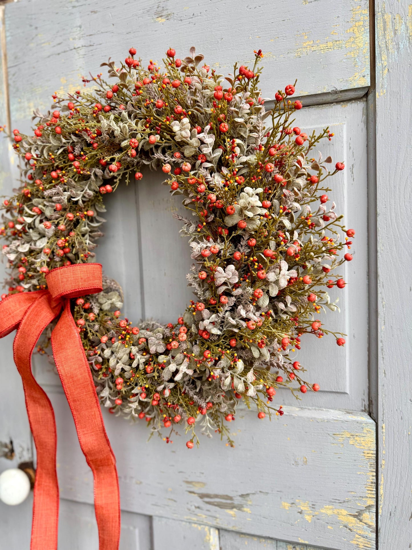 Pumpkin Berry Front Door Wreath, Fall Pumpkin Wreath, Thanksgiving Door Wreath, Orange Berry Wreath, Harvest Wreath