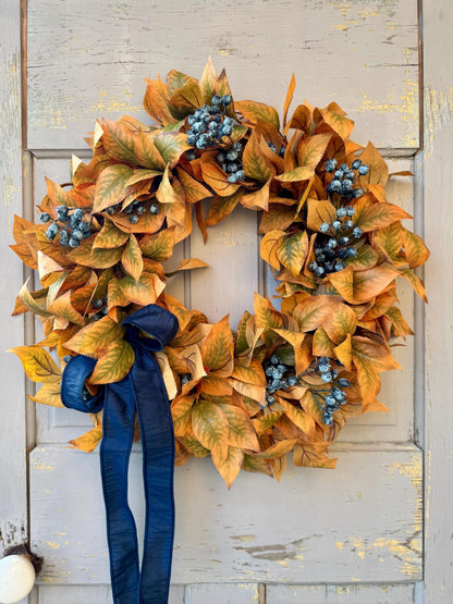 NEW 2025! Fall Blueberry Wreath, Fall Wreath for Front Door, Year Round, Everyday Wreath, Porch Wreath, Pre Fall Wreath
