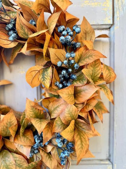 NEW 2025! Fall Blueberry Wreath, Fall Wreath for Front Door, Year Round, Everyday Wreath, Porch Wreath, Pre Fall Wreath
