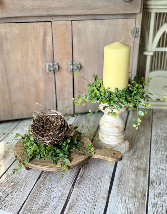 Set of 2 Pillar Candle Wreath, Kitchen Window Wreath, Mothers Day Gift, Vine Candle Ring, Kitchen Cabinet Wreath