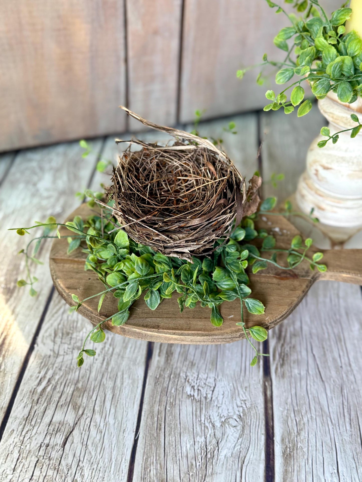Set of 2 Mini Candle Wreath, Handmade Candle Ring, Eucalyptus Mini Wreath, Farmhouse Candle Wreath, Pillar Candle Wreath