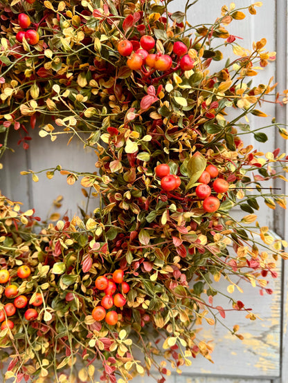 Fall Vine Wreath for Front Door, Bog Pimpernel Wreath, Autumn Wreath, Vine and Berry Wreath, Fall Wreath, Rustic Wreath