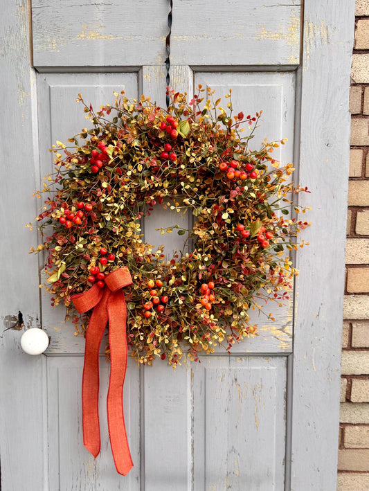 Fall Vine Wreath for Front Door, Bog Pimpernel Wreath, Autumn Wreath, Vine and Berry Wreath, Fall Wreath, Rustic Wreath