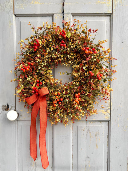 Fall Vine Wreath for Front Door, Bog Pimpernel Wreath, Autumn Wreath, Vine and Berry Wreath, Fall Wreath, Rustic Wreath