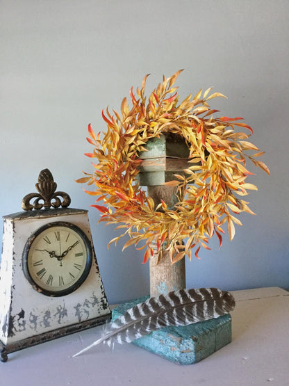 Fall Candle Wreath Ring, Farmhouse Decor, Harvest Table, Apartment Door Decor, Thanksgiving Table Decor, Kitchen Cabinet Wreath
