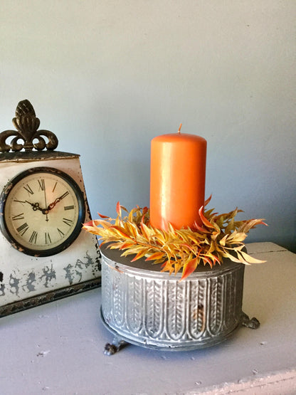 Fall Candle Wreath Ring, Farmhouse Decor, Harvest Table, Apartment Door Decor, Thanksgiving Table Decor, Kitchen Cabinet Wreath