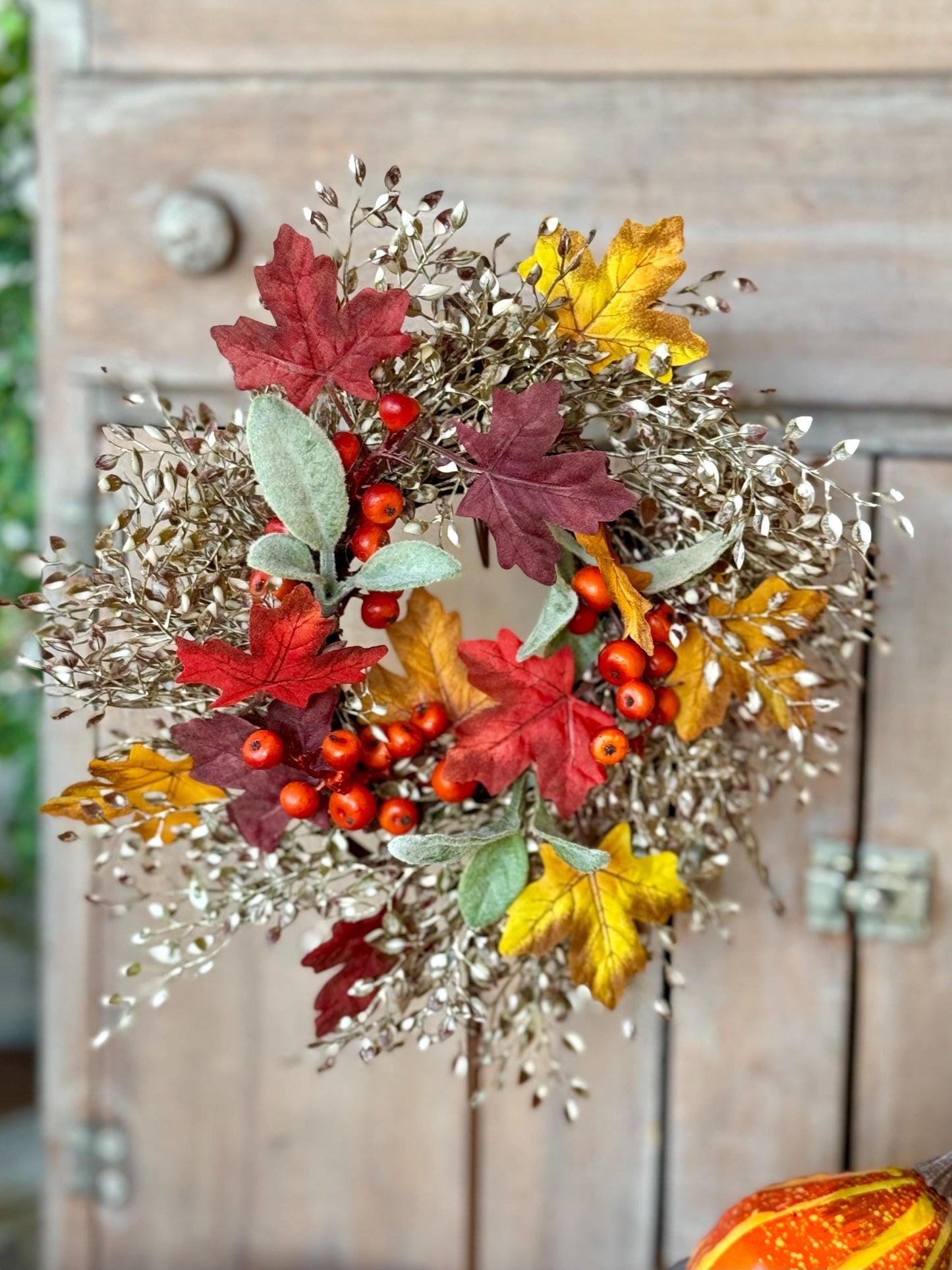 Fall Candle Wreath, Pumpkin Candle Wreath Decor, Autumn Pumpkin Wreath, Thanksgiving Table, Fall Greenery Wreath